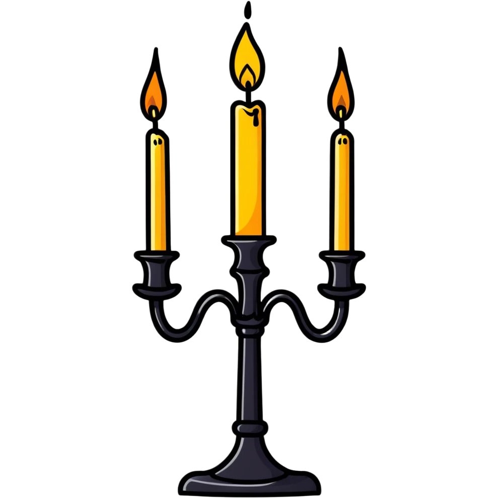 decorative candle holder with 3 lit candles, candelabra emoji