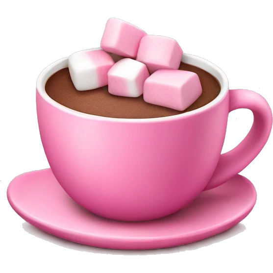 hot chocolate pink cup with marshmallows pink emoji