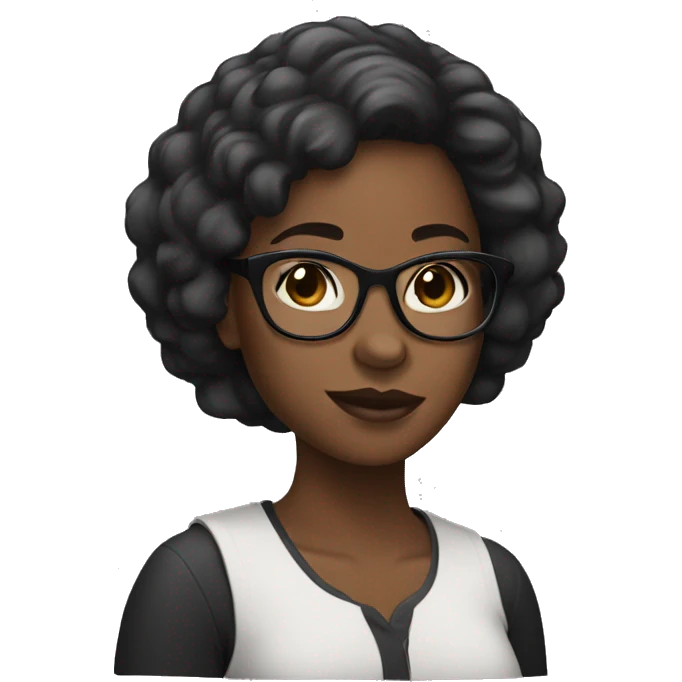 black girl with short hair and glasses emoji