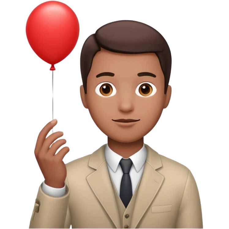 Man holding red balloon emoji
