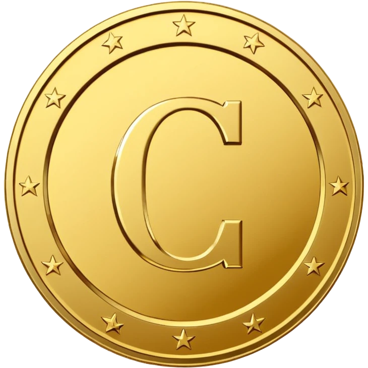 A premium gold coin icon with a clean, modern embossed design-system emblem in the center. No currency symbols. Center symbol: a simplified design-guideline glyph such as a minimal grid,  a C-shaped “credit” monogram, or three aligned dots representing design tokens.   emoji