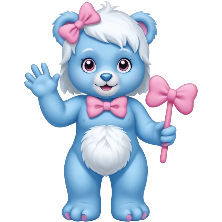 blue girl care bear yeti with bow emoji
