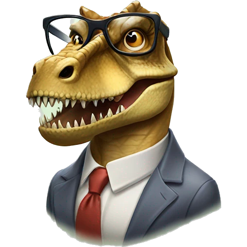 Tyrannosaurus rex wearing glasses, gambling emoji