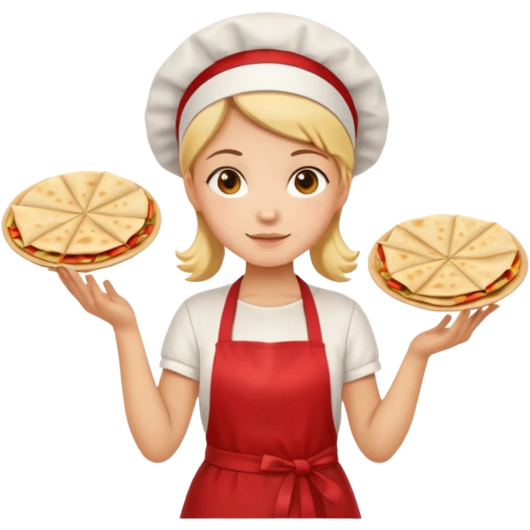girl white t-shirt red apron with a piadina in her hands emoji