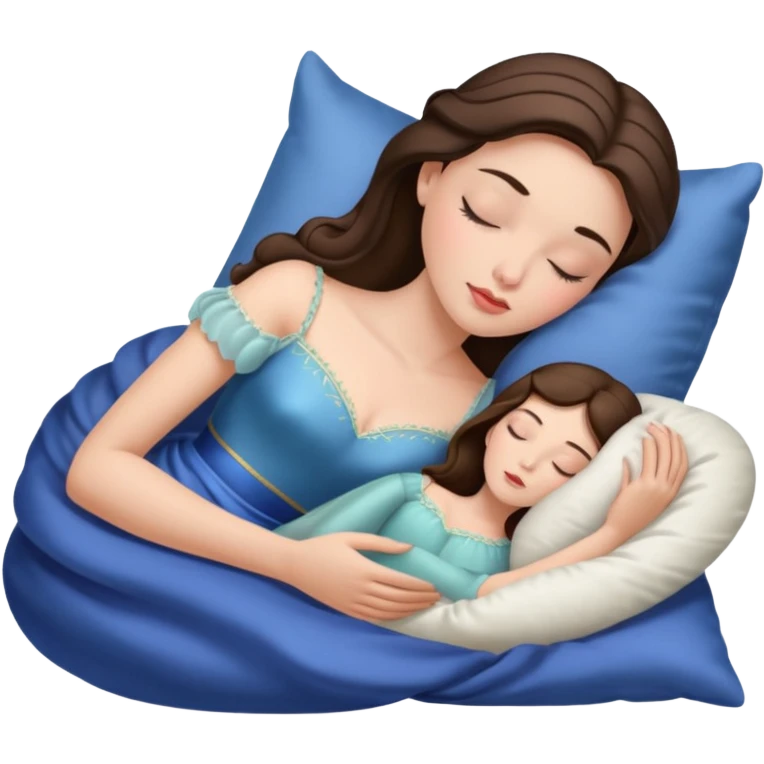 sleeping beauty brunette white girl with a silk pillow emoji