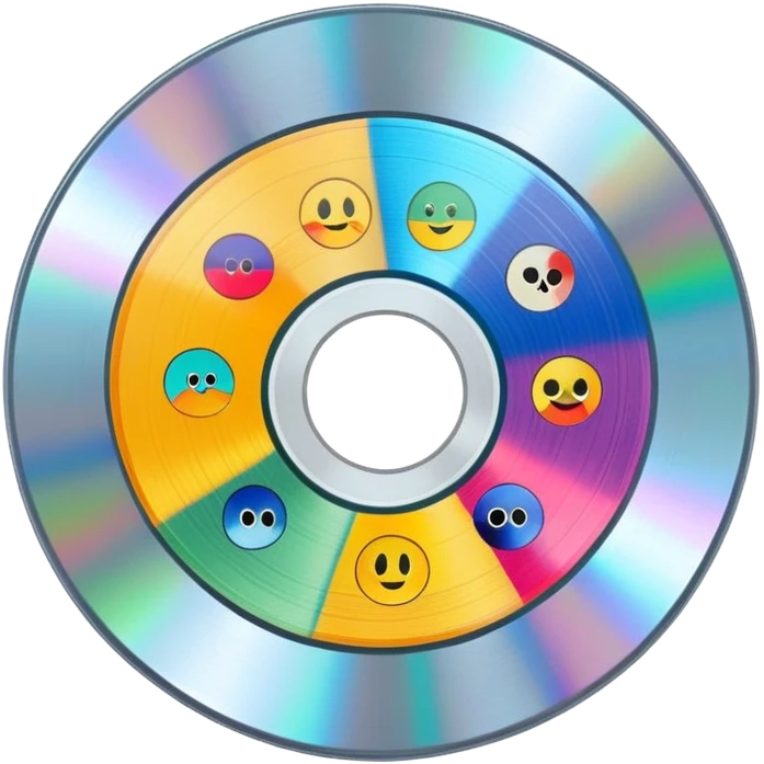 Mix Cd disc with stickers and drawings emoji