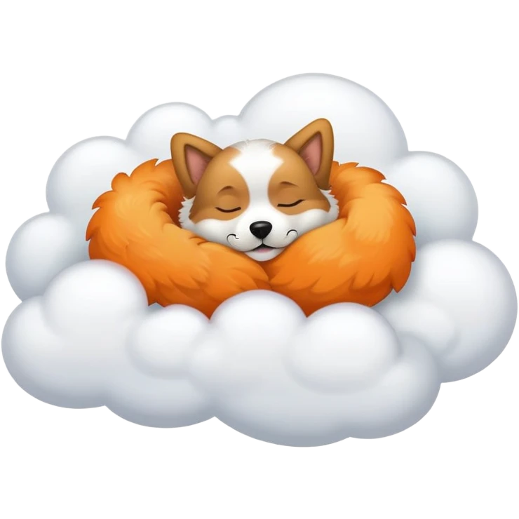 Bague dog with Orange necklace sleeping in cloud emoji