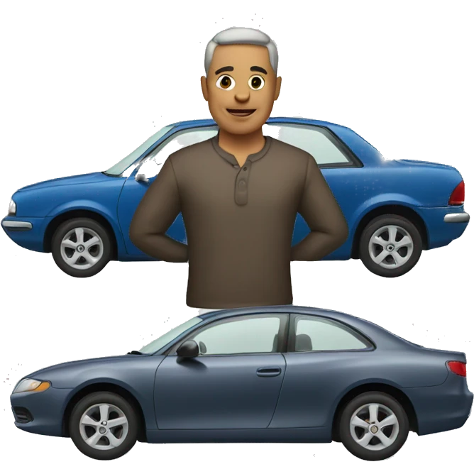 a man with a car emoji
