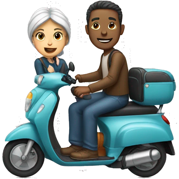 man and woman sitting on a scooter  emoji