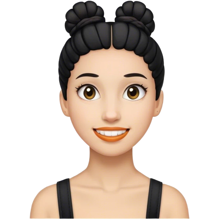 Write woman with black bun, and braces emoji