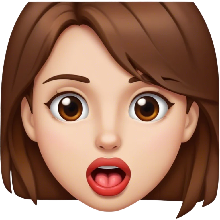Girl with brown hair biting lip emoji