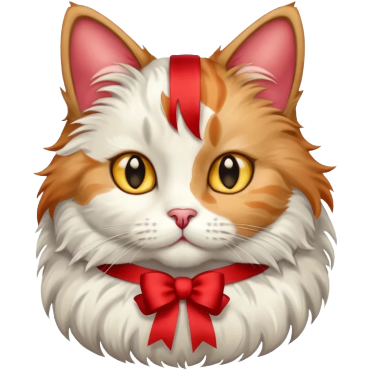 Dilute calico cat with ribbon emoji