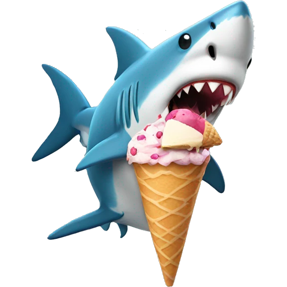 A shark with a ice cream  emoji