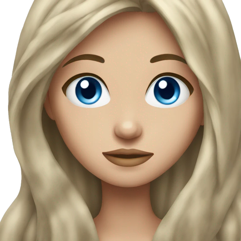 Girl with blue eyes chatain hair long hair  emoji