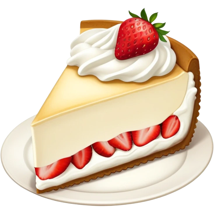 Cheesecake slice with whipped cream and strawberries  emoji