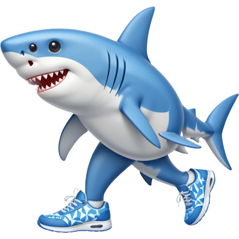 Shark with sneakers emoji