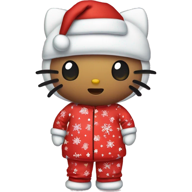 hello kitty in christmas pjs emoji