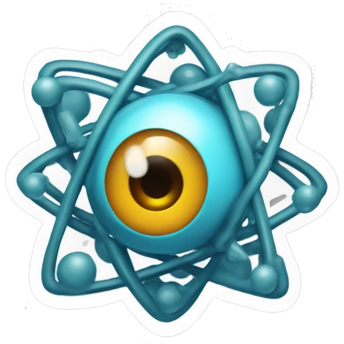sticker of an atom with eyes and the letter "P" in the middle emoji