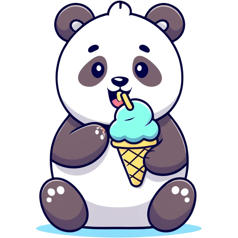 Panda eating ice cream emoji