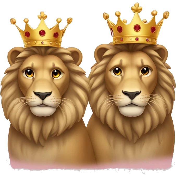 Two lions holding crown emoji