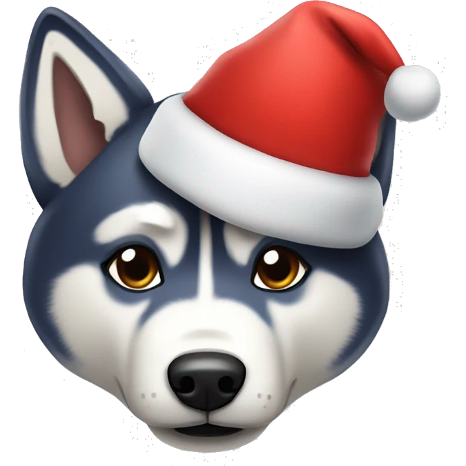 a husky with a Santa hat emoji