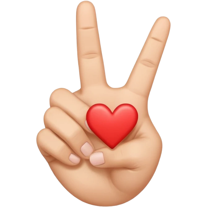A version of the thumb and index heart (🫰), in which a heart is made with the thumb and middle finger. emoji
