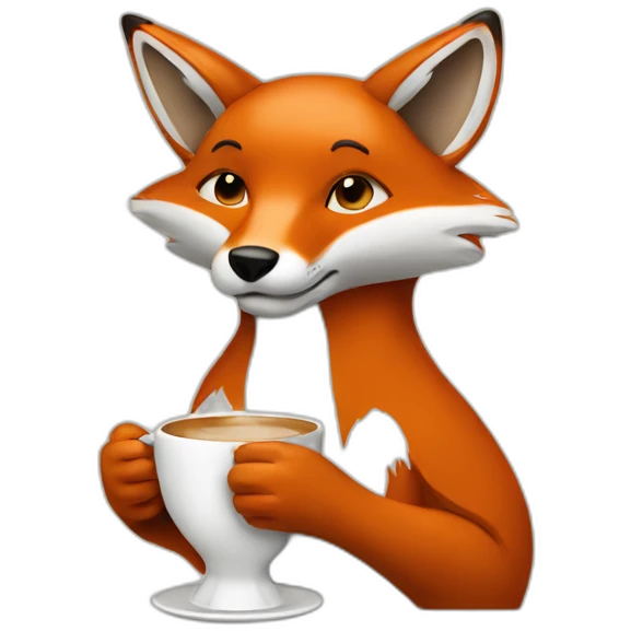 fox drinking a cup of coffee emoji