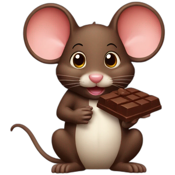 a mouse eating chocolate emoji