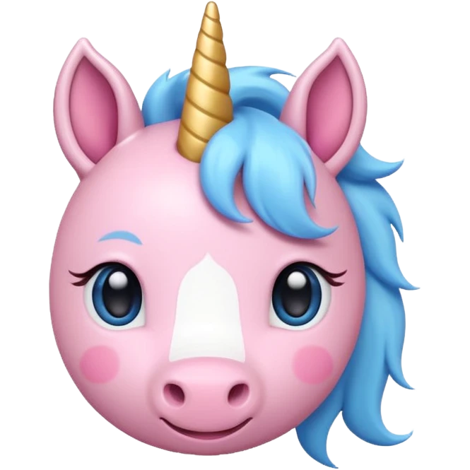 cute minimal unicorn head emoji, very simple lines, soft rounded shapes, pastel color palette, small friendly eyes, tiny blush, no complex textures, kawaii friendly mood, center composition, white background, extremely minimal details, modern emoji aesthetics emoji