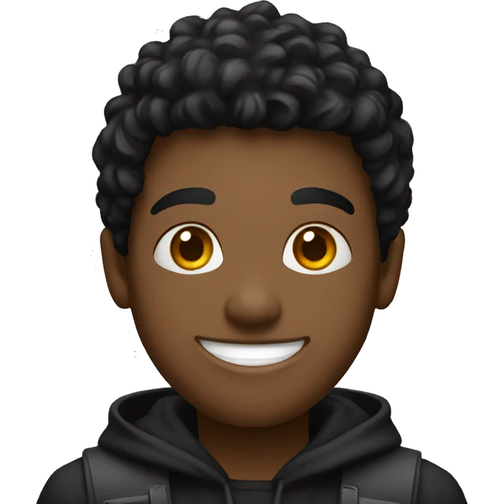 student with a smile in a black hoodie with a microphone in his hands emoji