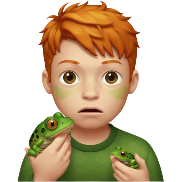 Ginger boy eating frog emoji