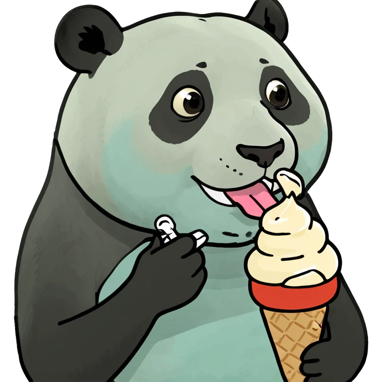 Panda eating ice cream emoji
