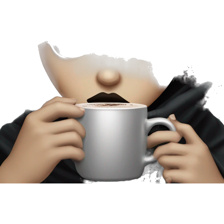 Goth girl under blanket sipping hot chocolate emoji