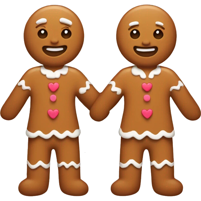 2 gingerbread’s holding their hands with love  emoji
