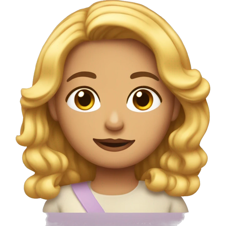 Un emojis de una chica rizada morenita con un lásito risado  emoji