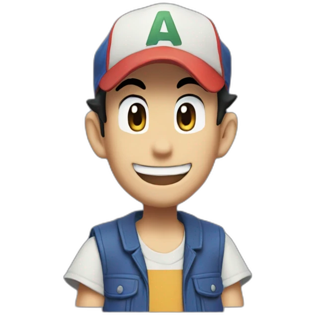 Laughing ash ketchum emoji