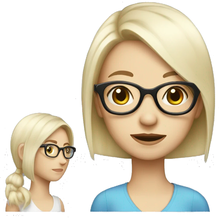 Generate a very pale girl with a shirt back haircut and glasses  emoji