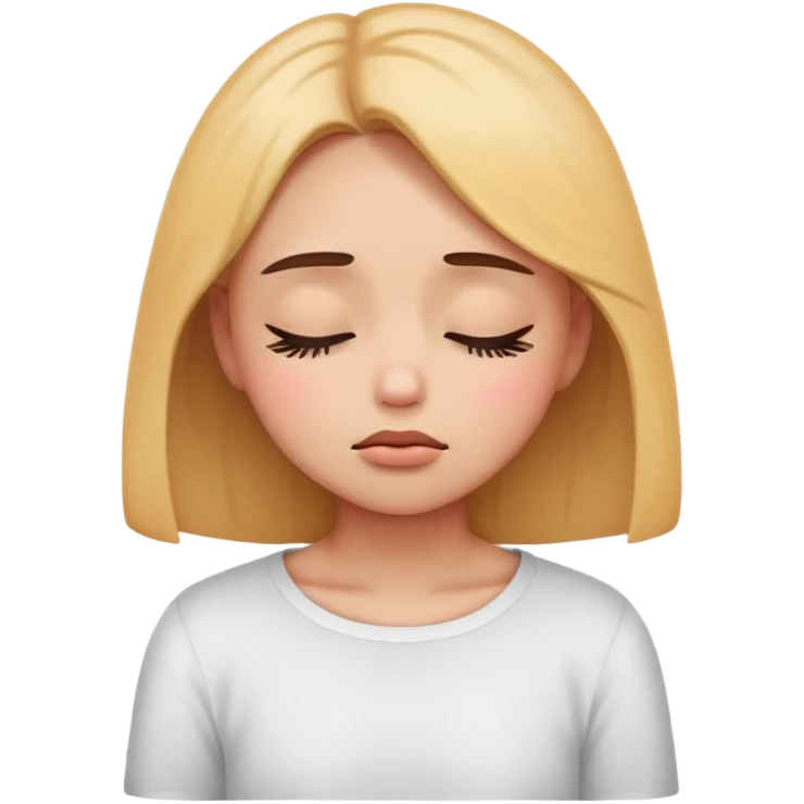 A cute emoji girl closing eyes and being sad cute  emoji