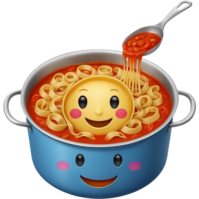 … a pot of pasta sauce being stirred with an emoji in it, not necessarily drowning but like swimming emoji