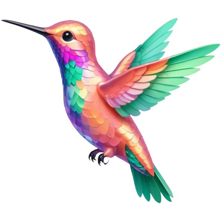 peach pink and mint humming bird, verywarm colours  emoji