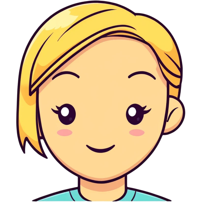 cute blonde cartoon face with a wink emoji
