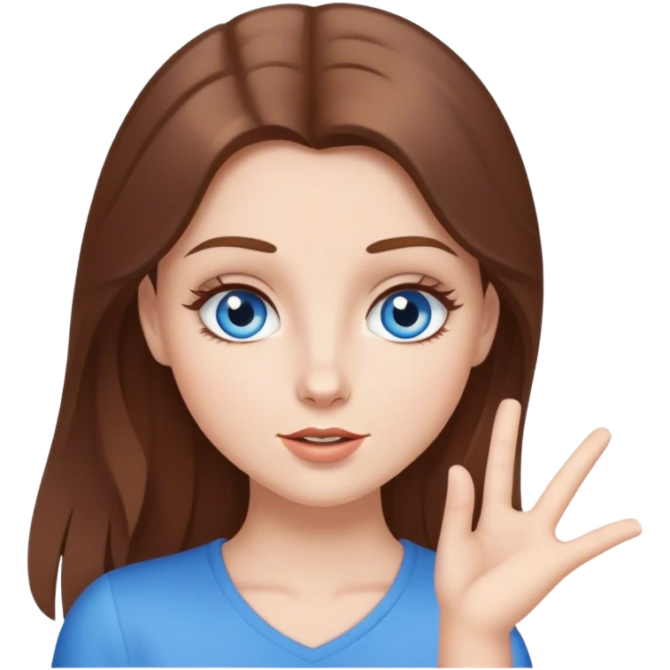 White girl brown hair blue eyes, telling facts , speaking and looking like a diva pose emoji