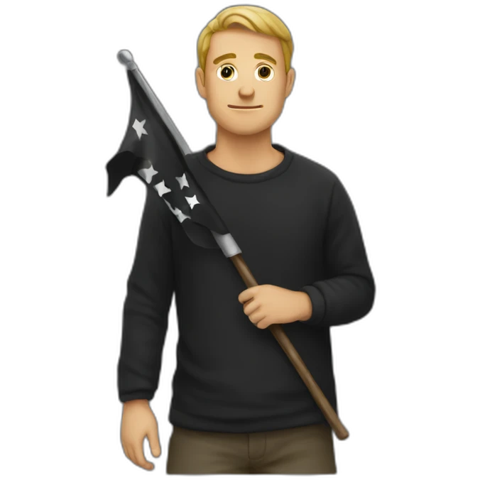 guy with a black flag emoji