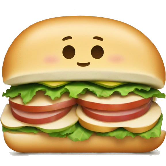 A subway sandwich with a cheeky face emoji