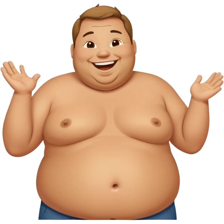 Fat man patting his belly laughing  emoji