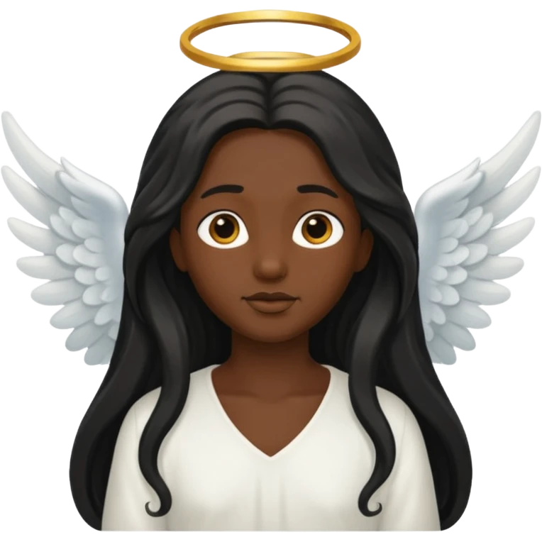 angel with black skin, long hair emoji