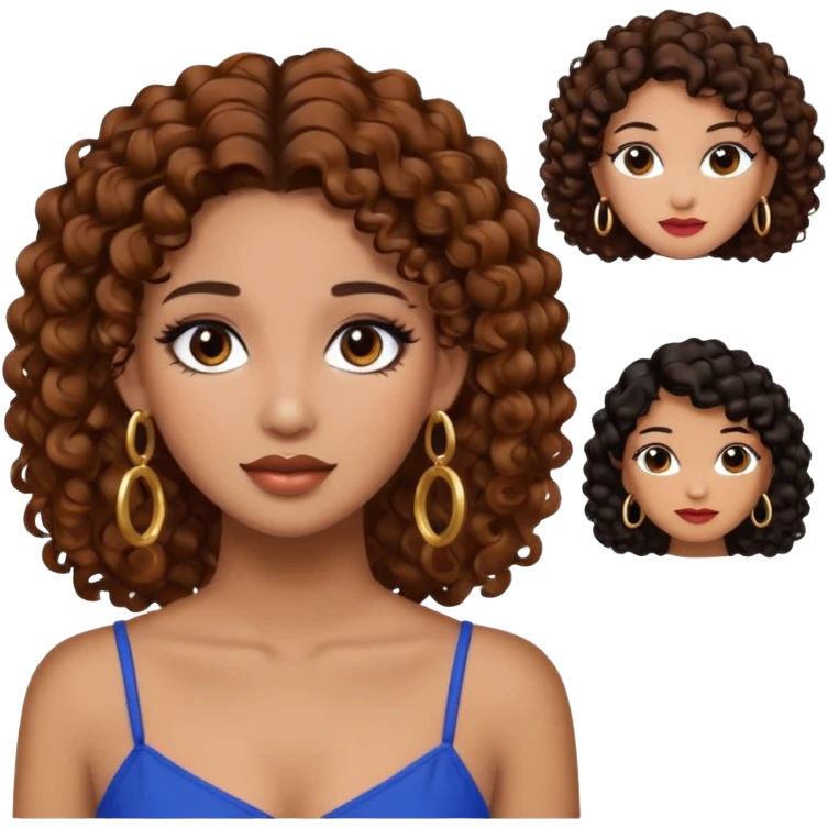 One, Puerto Rican, fair skin brown hair it has to be straight with earrings and makeup. I would like the earrings to be hoop and my best friend by my side is caramel skin color with curly black hair. emoji