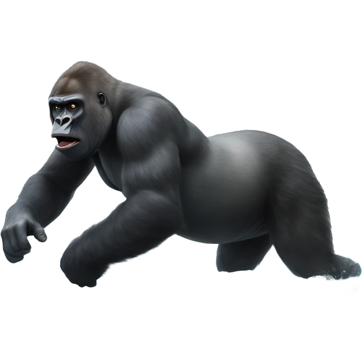 Gorilla running from a whale emoji