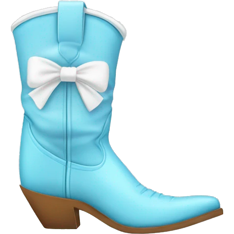 Light blue cowboy boots with white bow emoji