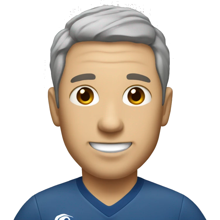 Tech leader with short brown and gray hair, dark eyes, playing pickleball emoji